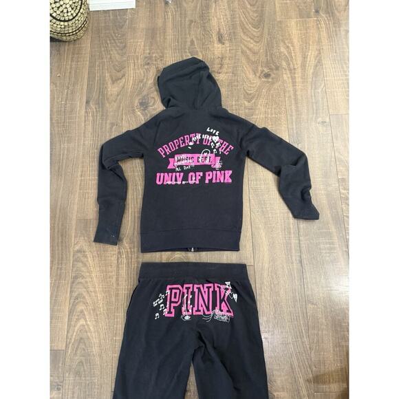 Victoria Secret Pink Rare Vintage Sweatsuit University Of Pink Crop Pants XS - Picture 3 of 11